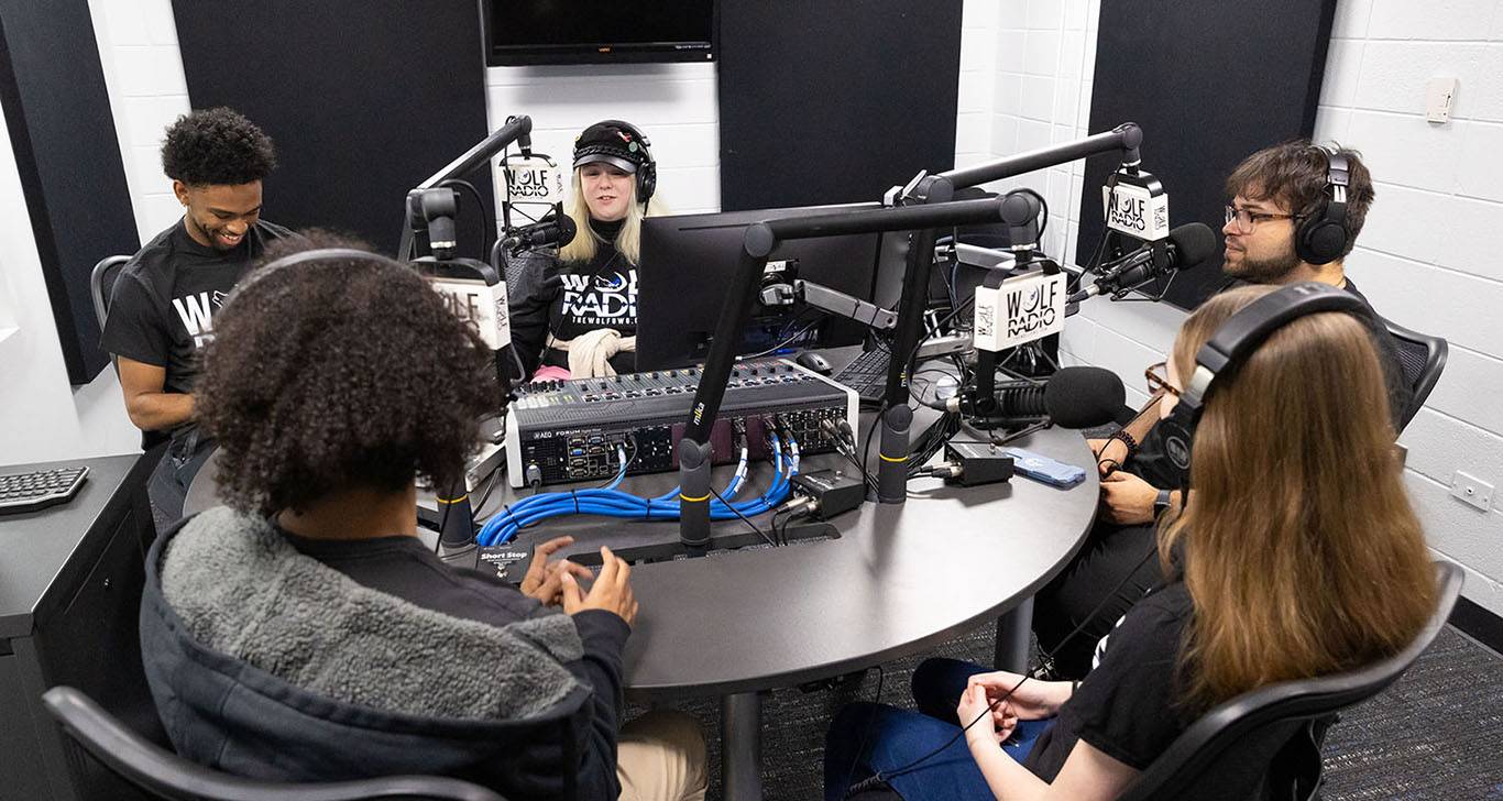 WOLF Sports Network Students on the air in the studio.