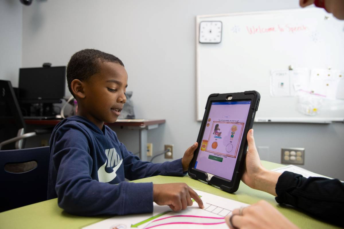 Student in a tutoring session