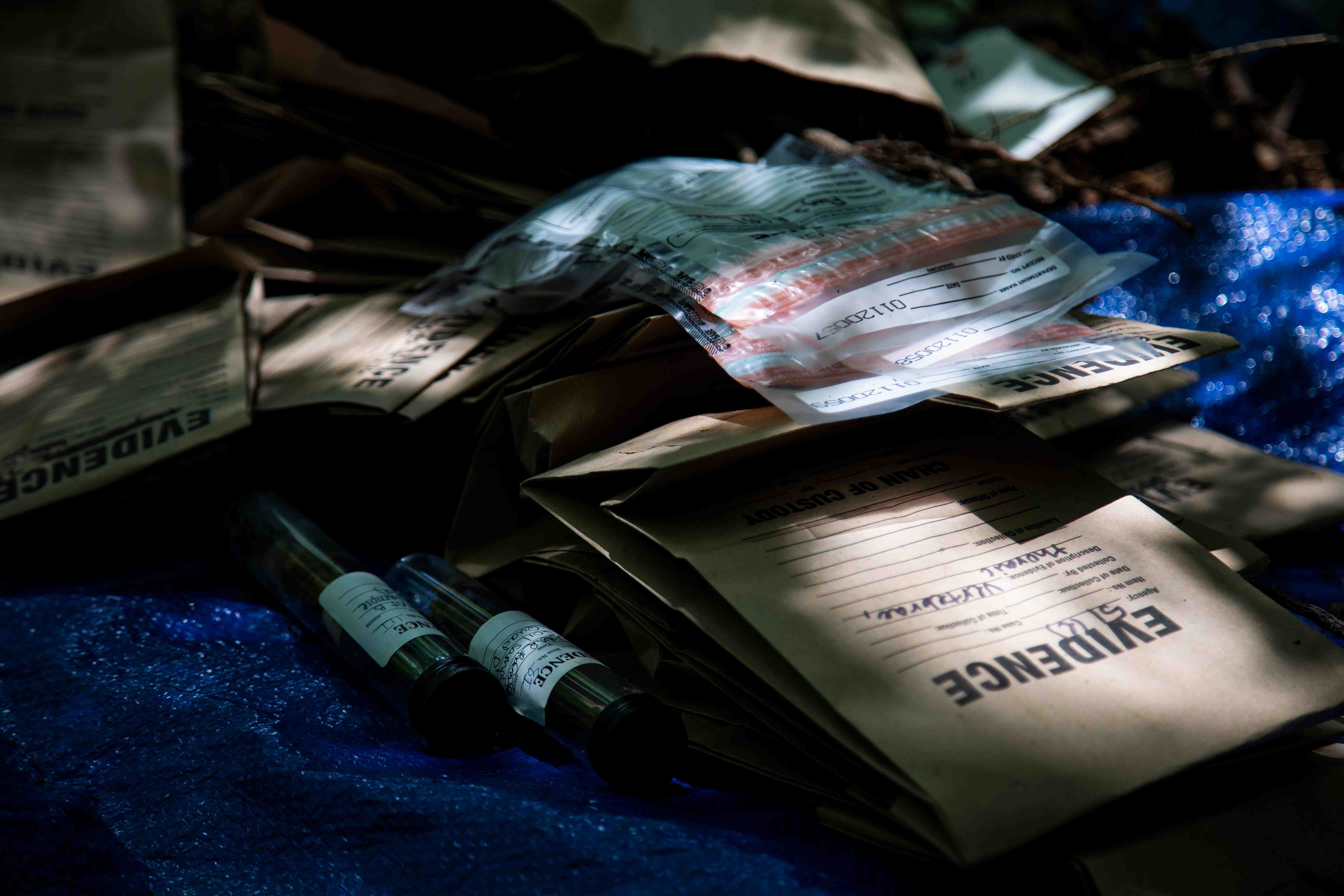 Bags labeled evidence