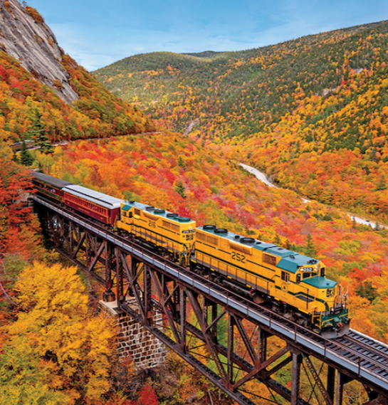 A train in the fall in New England