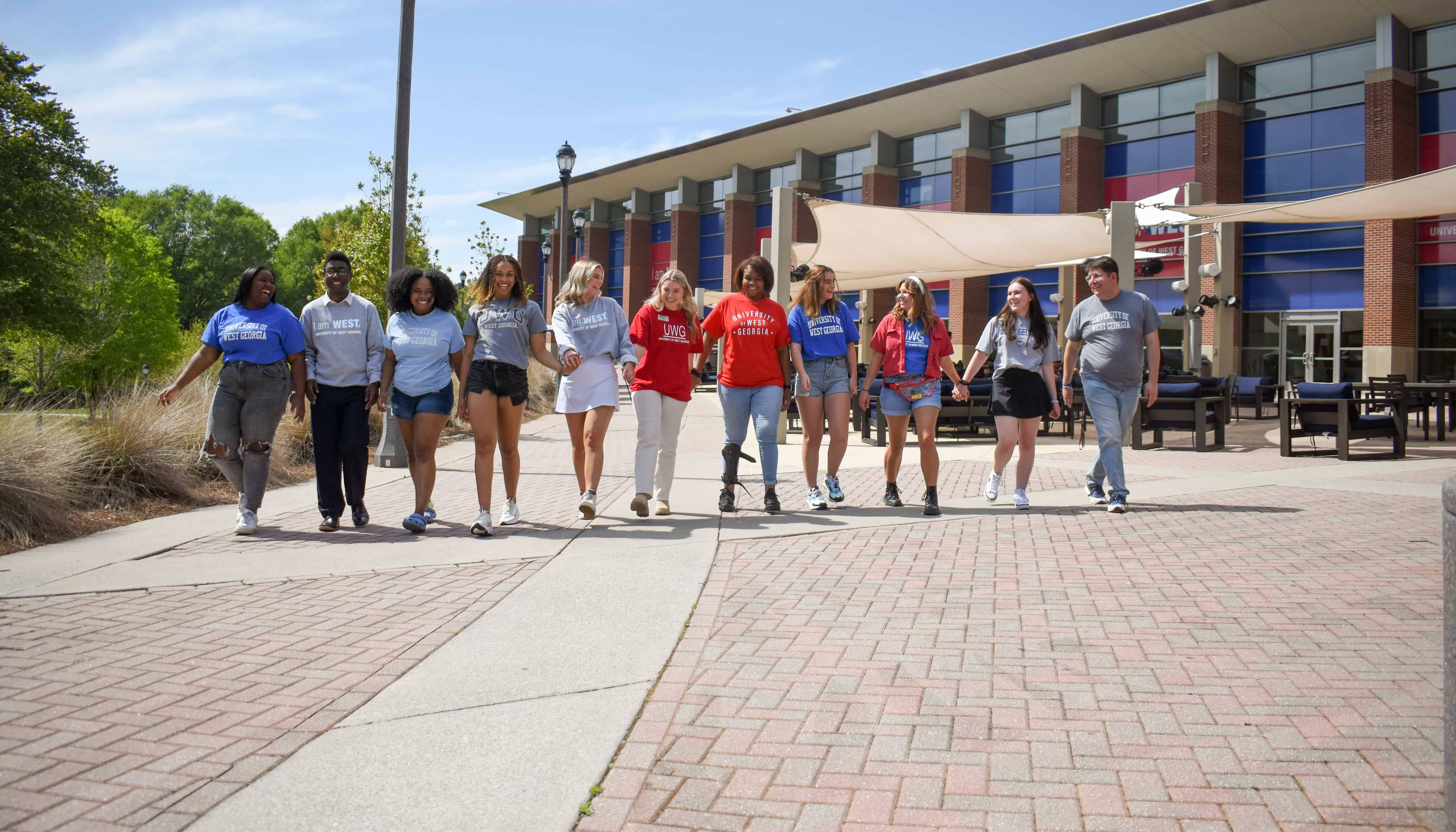 Students walking on campus.