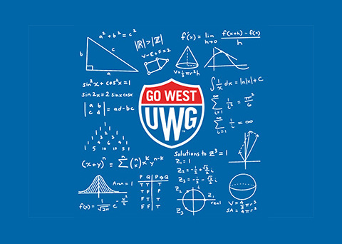 UWG shield with math problems surrounding