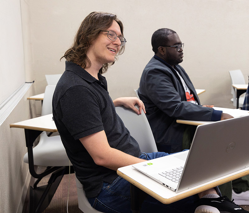 male students in class