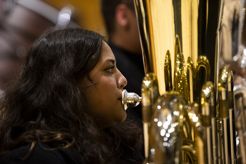 student on brass instrument