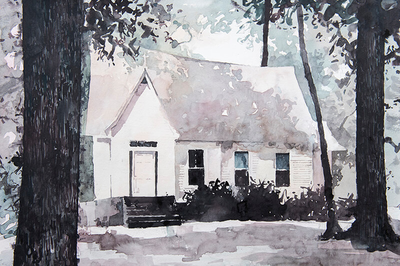 2024 A Day watercolor featuring Kennedy Chapel by Jacey Singleton