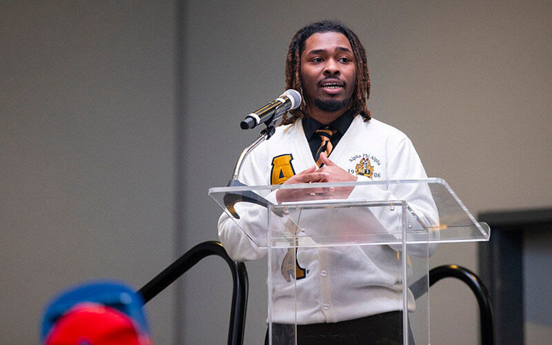 A student speaking at UWG's MLK Celebration