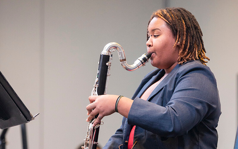 A student performs a musical number at UWG's MLK Celebration