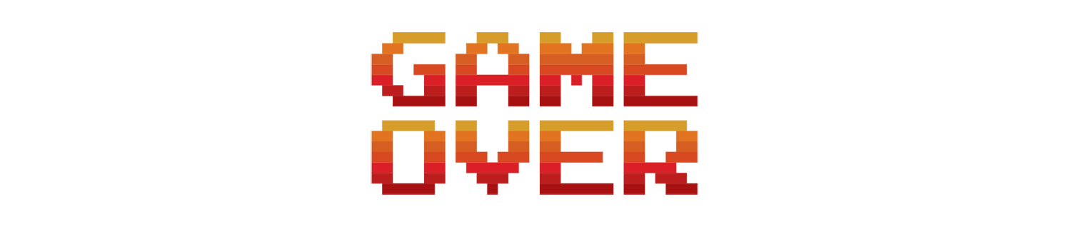 8-bit graphic reading 'game over'