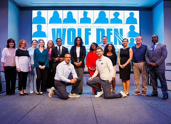 UWG professors and students at the Wolf Den competition