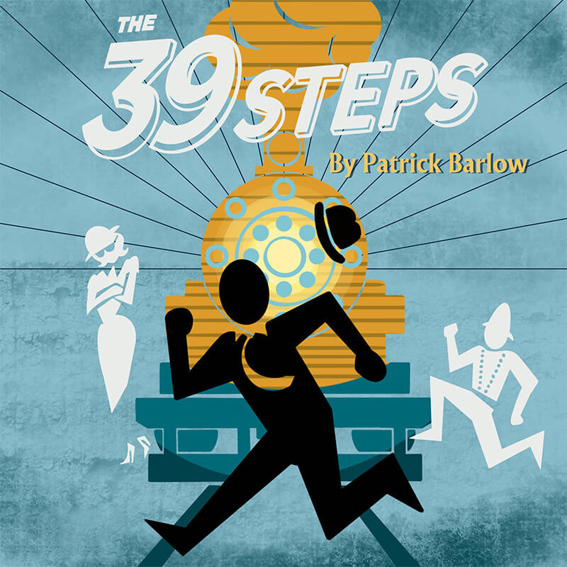 graphic for the 39 Steps by Patrick Barlow