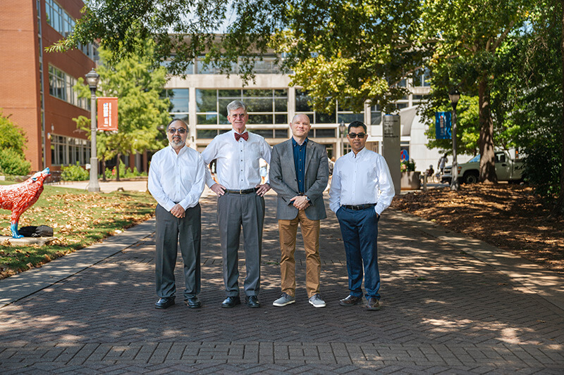 L to R: Dr. Farooq Khan, UWG professor of chemistry; Dr. John Hansen, UWG professor of chemistry; Dr. Martin McPhail, UWG associate professor of chemistry; and Dr. Ajith DeSilva, professor of physics