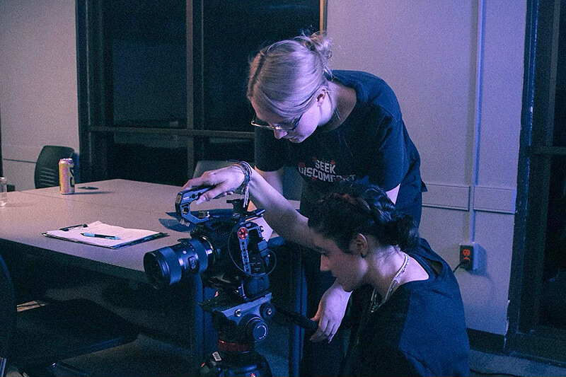 UWG film students working at a camera