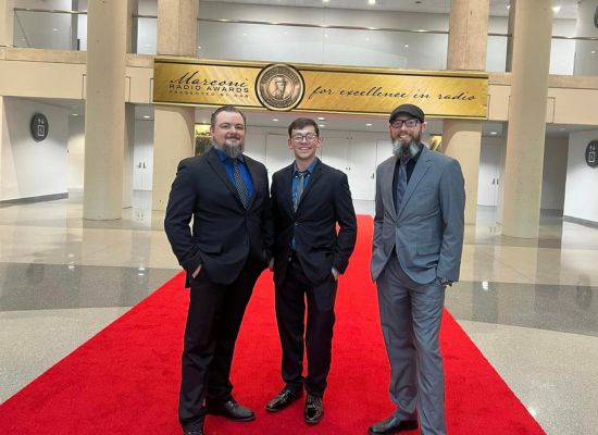 L to R: Michael Tucker, WOLF Radio operations manager; Jason Barker, WOLF Sports Wolf-In-Training Program coordinator; and Shawn Isaacs, WOLF general manager