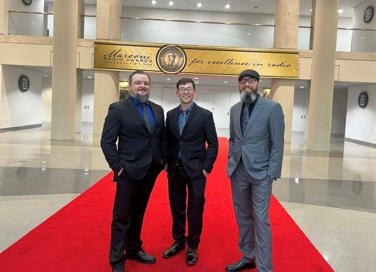 L to R: Michael Tucker, WOLF Radio operations manager; Jason Barker, WOLF Sports Wolf-In-Training Program coordinator; and Shawn Isaacs, WOLF general manager