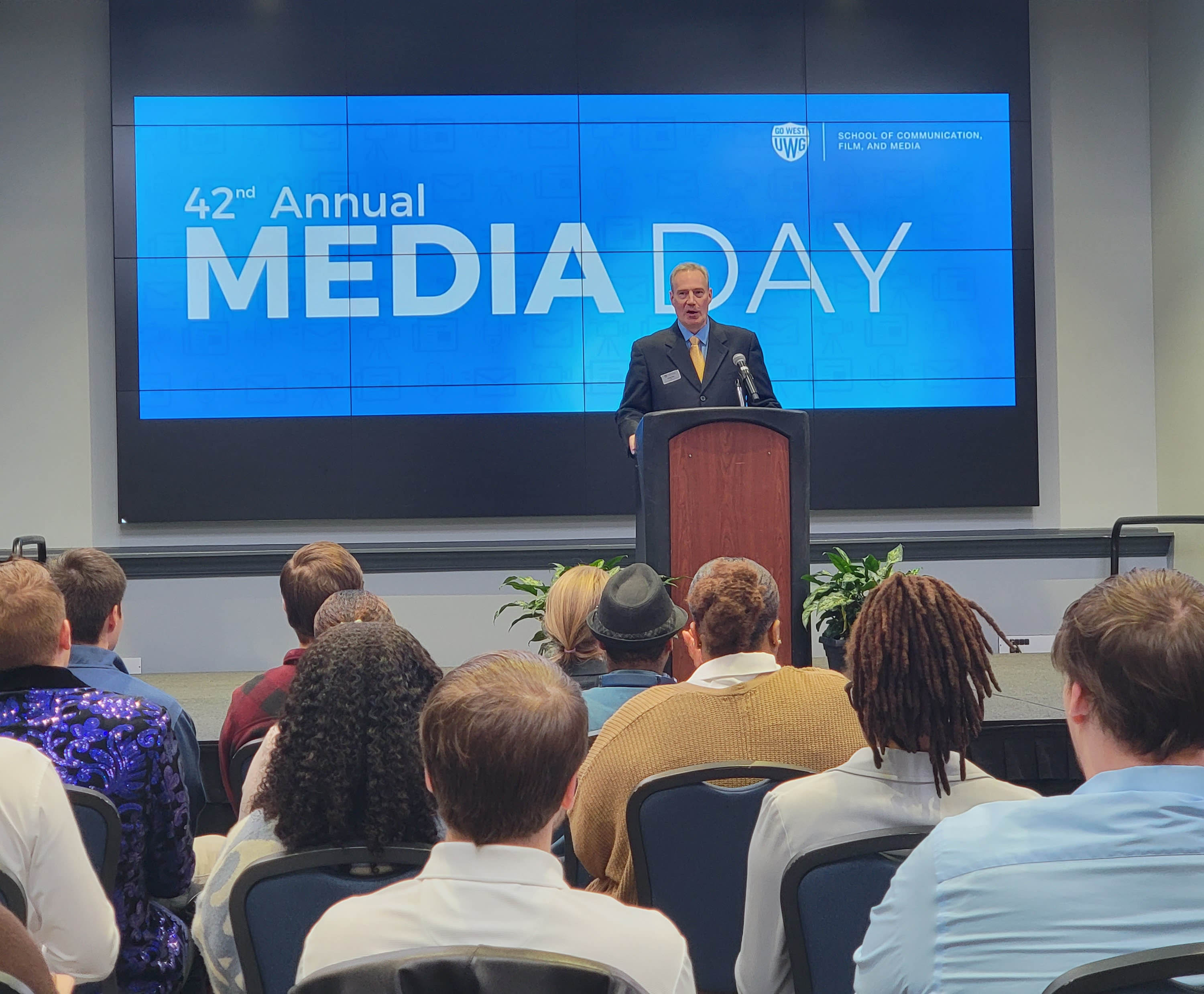 Dr. Yates speaking at Media Day kickoff event