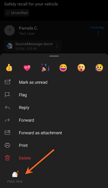 Mobile Outlook Phishing Report Icon