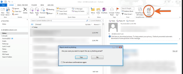 Outlook Desktop Phising Alert Button